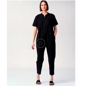 Eileen Fisher NWT Medium Jumpsuit Coveralls Boilersuit Organic Hemp Black